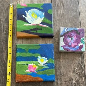 Original set of 3 Floral Canvas Art